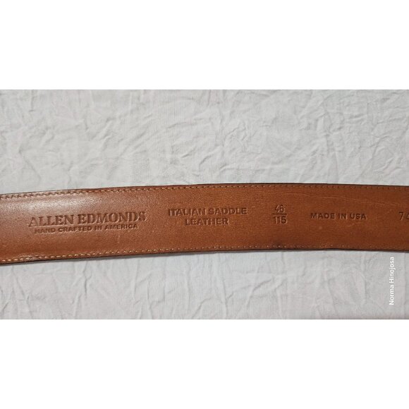 Mens Leather Perforated Belt With Silver Buckle Size 46/115 Made In USA Dark Bro - Picture 8 of 10